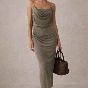 Zara bodycon Navy Green Midi Dress